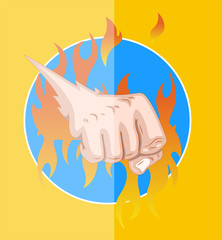 Power Punch with Fire Vector Illustration