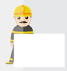 Engineer Cartoon with Blank Advertisement Board