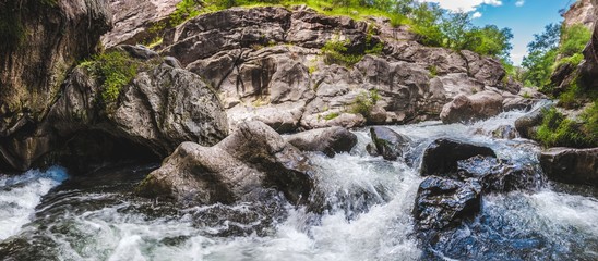 beautiful mountain waterfall