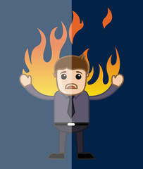 Man in flames Cartoon Vector