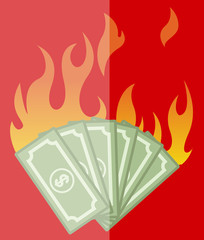 Burning Dollars Vector