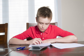 boy doing his homework at home