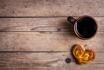 Delicious pastries for Breakfast with coffee. Morning, drinks, food