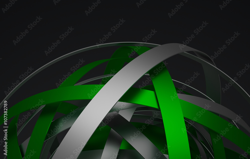 Poster abstract 3d rendering of sphere with rings in empty space. futuristic shape. surreal background.