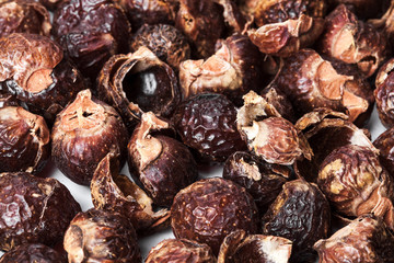 the background of soap nuts. Natural, organic