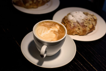 cappuccino cup with cake