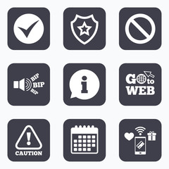 Information icons. Stop prohibition symbol.