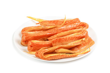 The trimmings salmon cold smoked on plate