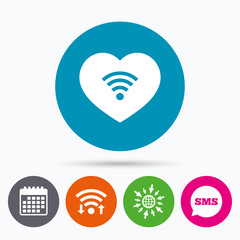 Love Wifi sign. Wi-fi symbol. Wireless Network.