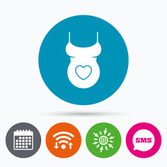 Pregnant woman shirt sign icon. Maternity symbol