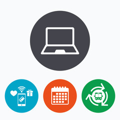 Laptop sign icon. Notebook pc symbol.