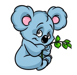 Koala eucalyptus branch cartoon illustration isolated image animal character