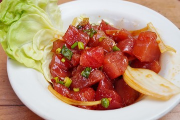 Hawaiian ahi tuna poke with Maui onions