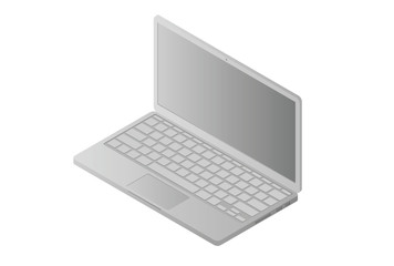front view isometric laptop isolated on white