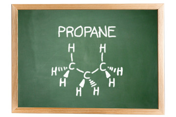 chemical formula of propane on a blackboard