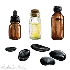 Raamstickers Watercolor SPA Clipart - Collection of SPA and Beauty products and elements, isolated © nataliahubbert