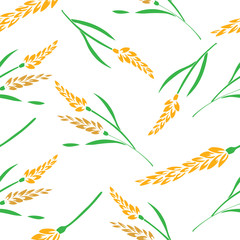 Wheat plant seamless pattern. vector illustration isolated on white background