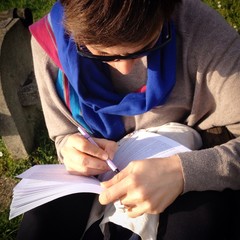 Girl studying outdoors