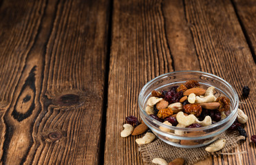 Trail Mix on wooden background