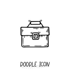 Business suitcase icon in a doodle style.