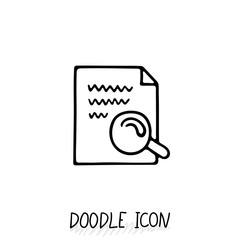 Doodle paper document icon. Pictograph of note. Single pictogram.