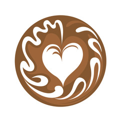 Aflutter Heart Latte Art Coffee Logo Icon Vector