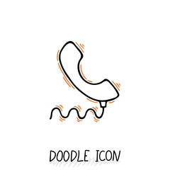Doodle telephone icon. Phone pictogram.