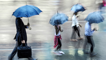 rainy day in the city on motion blur