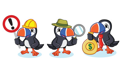 Puffin Mascot Vector with money