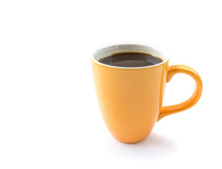 A cup of coffee on white background