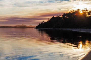 Magical vivid sunset, Snowy River Estuary, Marlo, Victoria, Australia.