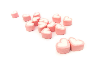 Pink sweet heart marshmallow on white background