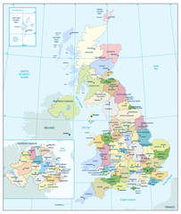 Fototapeta premium Detailed administrative map of the Great Britain