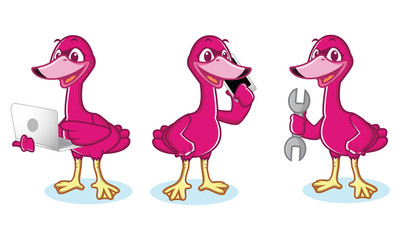 Swan Mascot Vector with laptop