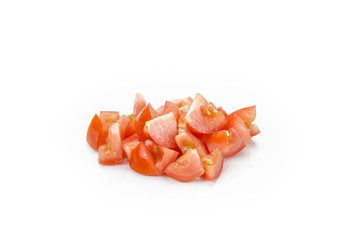 diced tomato isolated on white background