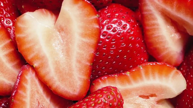 Strawberry Pieces Rotating Closeup