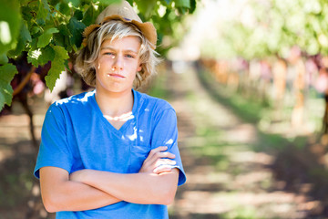 Boy in vineyard