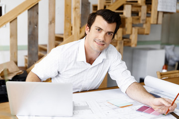 Male architect in office