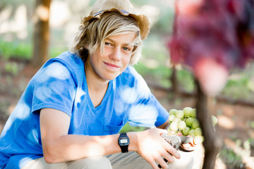 Boy in vineyard