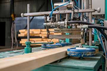 Woodworking. Image of apply the adhesive on timber