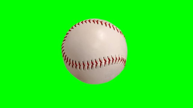 Spinning baseball loop with chroma key green background.