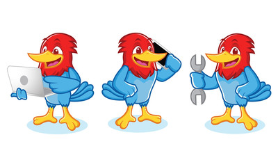 Woodpecker Mascot wit laptop