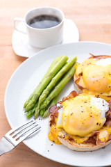 eggs benedict,on the white dish