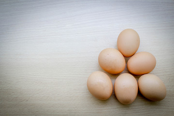 eggs on wood background