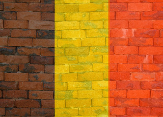 Belgium flag on  an old red brick background