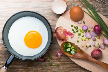 fried egg and ingredients