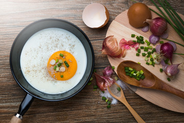 fried egg and ingredients