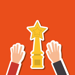 Winner and trophy design, vector illustration