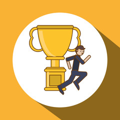 Winner and trophy design, vector illustration