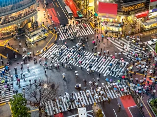Poster Shibuya-oversteek in Tokio, Japan © eyetronic